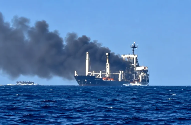 O navă a fost lovită de o dronă în Marea Neagră lângă o platformă românească. Nava a fost abandonată de echipaj