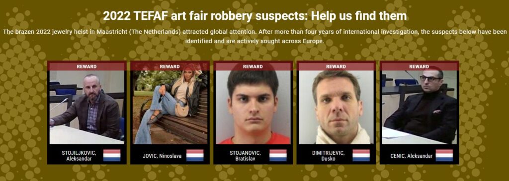 Patru bÄrbaÈi Èi o femeie, pe lista EU Most Wanted dupÄ un jaf de milioane de euro la Maastricht